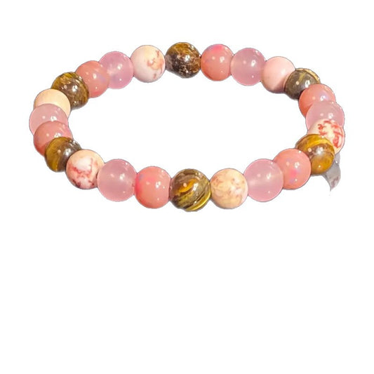 Blue Fire Onyx Malachite And Moonstone Bracelet